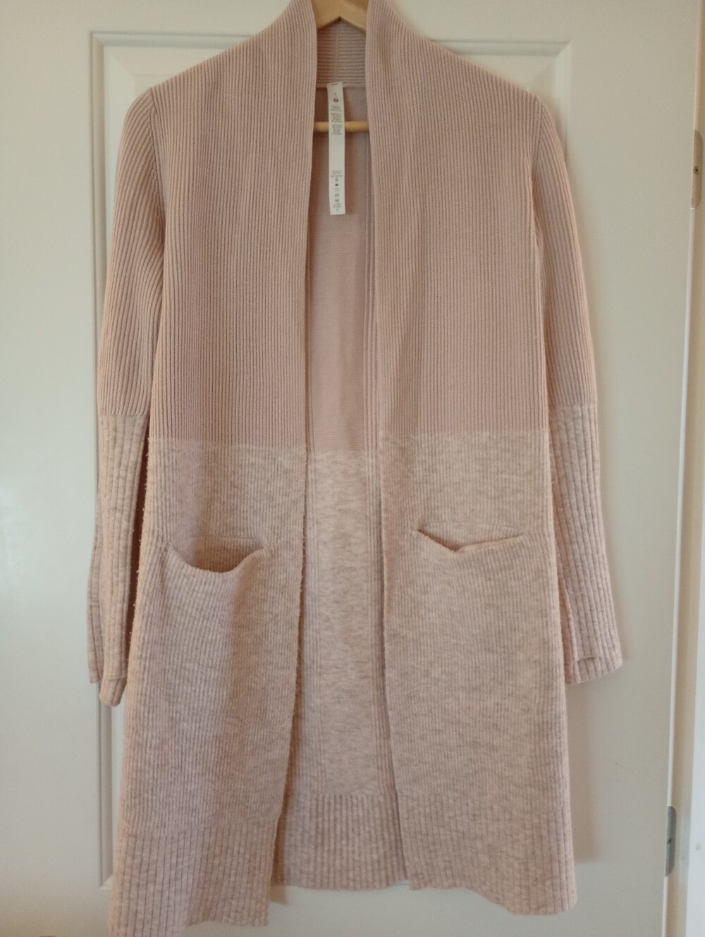 Lululemon Cozy Open-Front Long Cardigan Ribbed Sweater - Blush Pale Pink (4)
